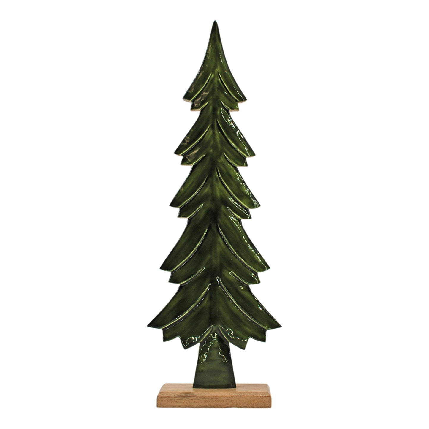 Wood and Green Enamel Tree