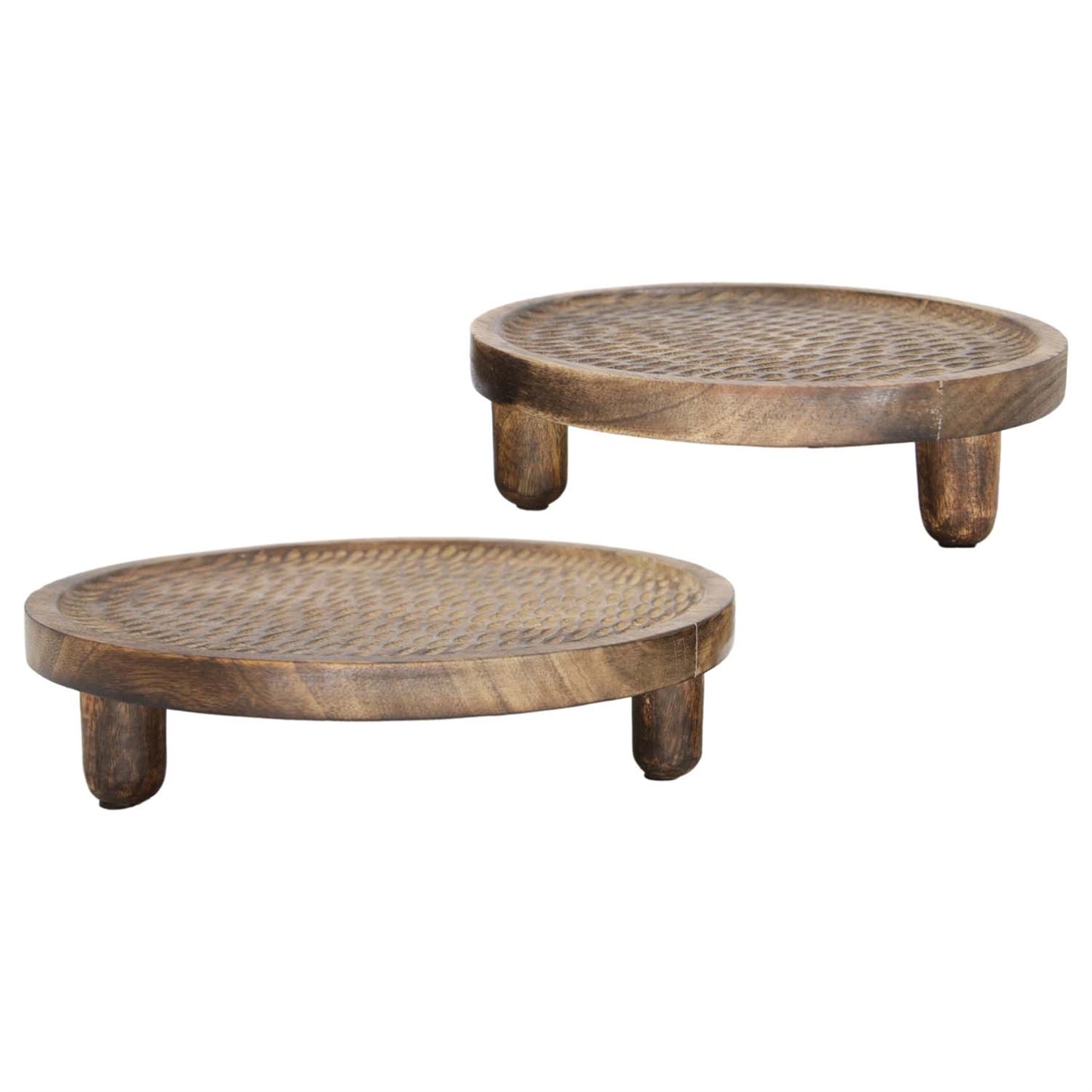 Dark Mango Round Tray w/Feet