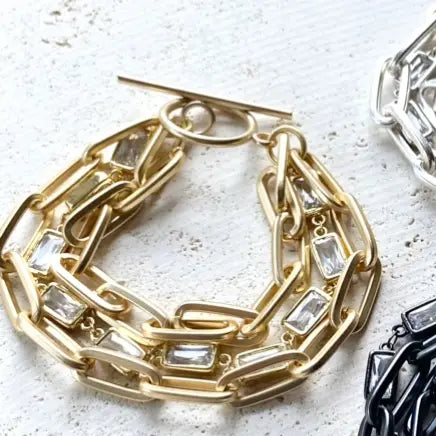 Three Strand Matte Gold Bracelet