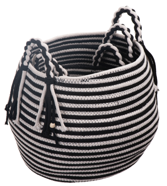 Black & White Striped Basket