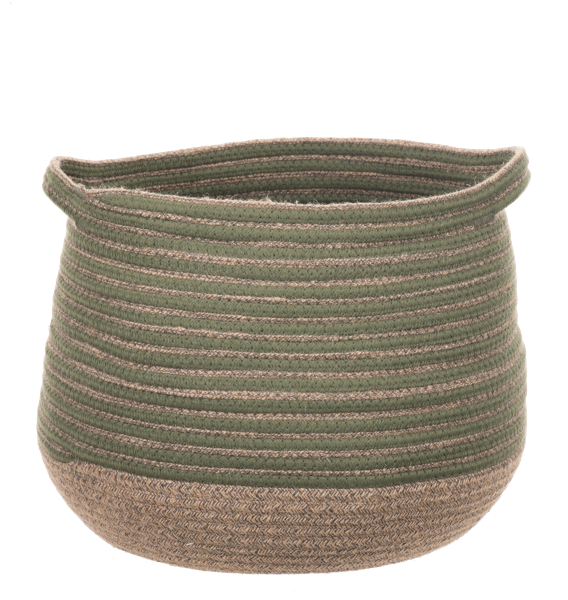Green & Brown Striped Basket