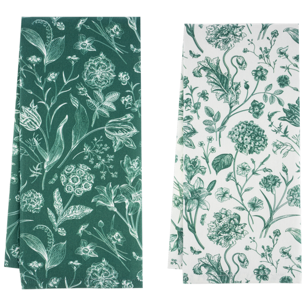 Green Botanical Tea Towel