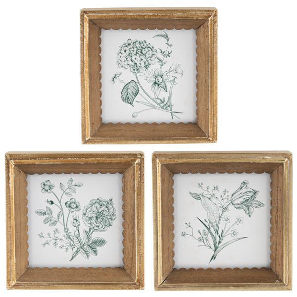 Green Botanical Wall Decor with Scallop Edge