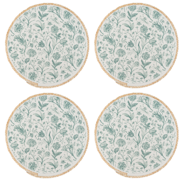 Round Green Botanical Placemat
