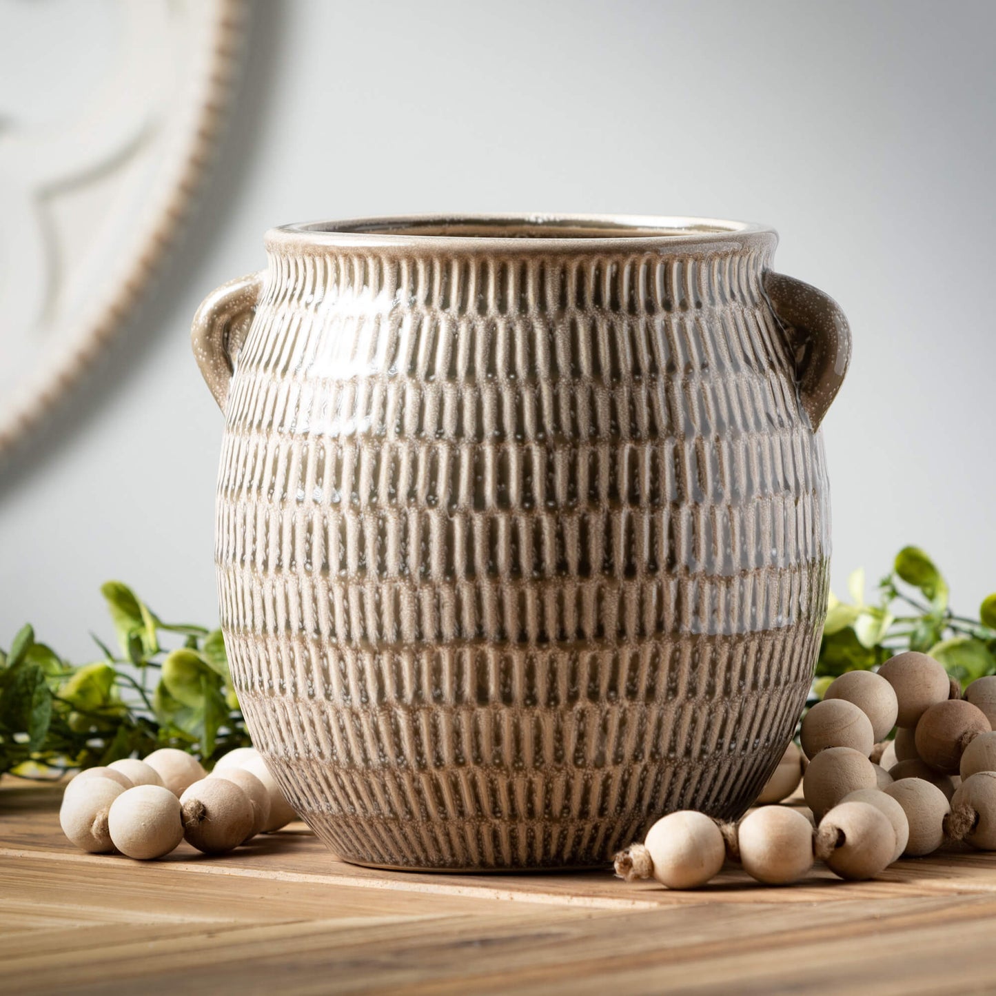 HASH-MARKED CERAMIC URN VASE