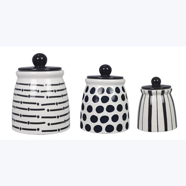 CERAMIC BLACK & WHITE CANISTER