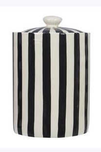 STONEWARE BLACK & WHITE CANISTER  - Stripe