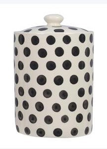 STONEWARE WHITE & BLACK CANISTER