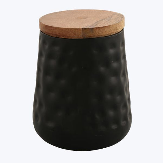 METAL CANISTER W/ WOOD LID