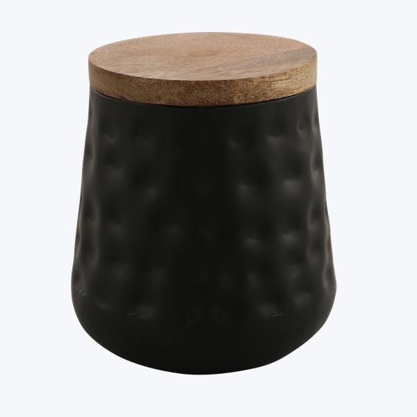 METAL CANISTER W/ WOOD LID