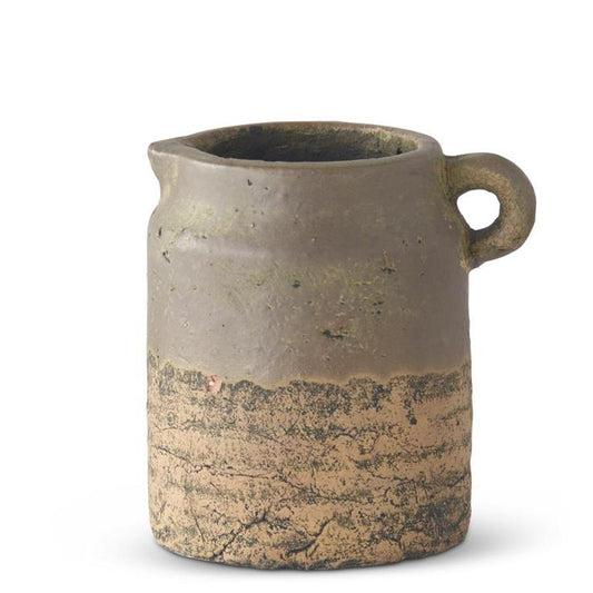 CERAMIC POT WITH WIDE TOP & HANDLE