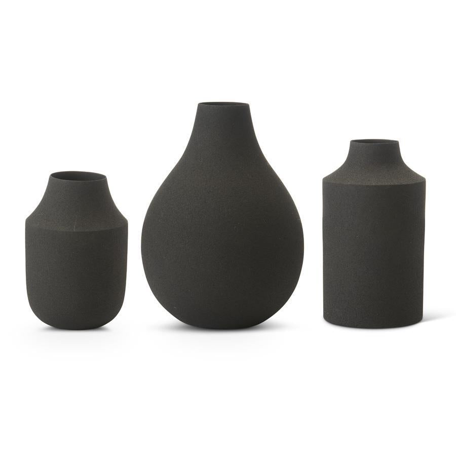 Black Matte Small Metal Vase