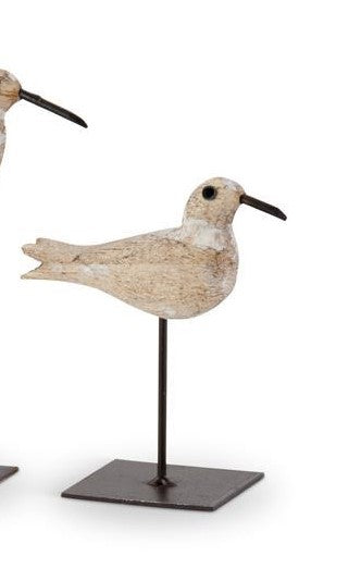 Whitewashed Wood Seagull on Metal Spindles