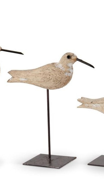 Whitewashed Wood Seagull on Metal Spindles
