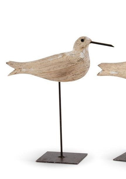 Whitewashed Wood Seagull on Metal Spindles