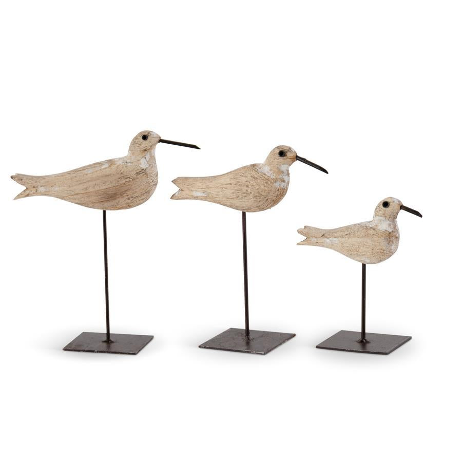 Whitewashed Wood Seagull on Metal Spindles