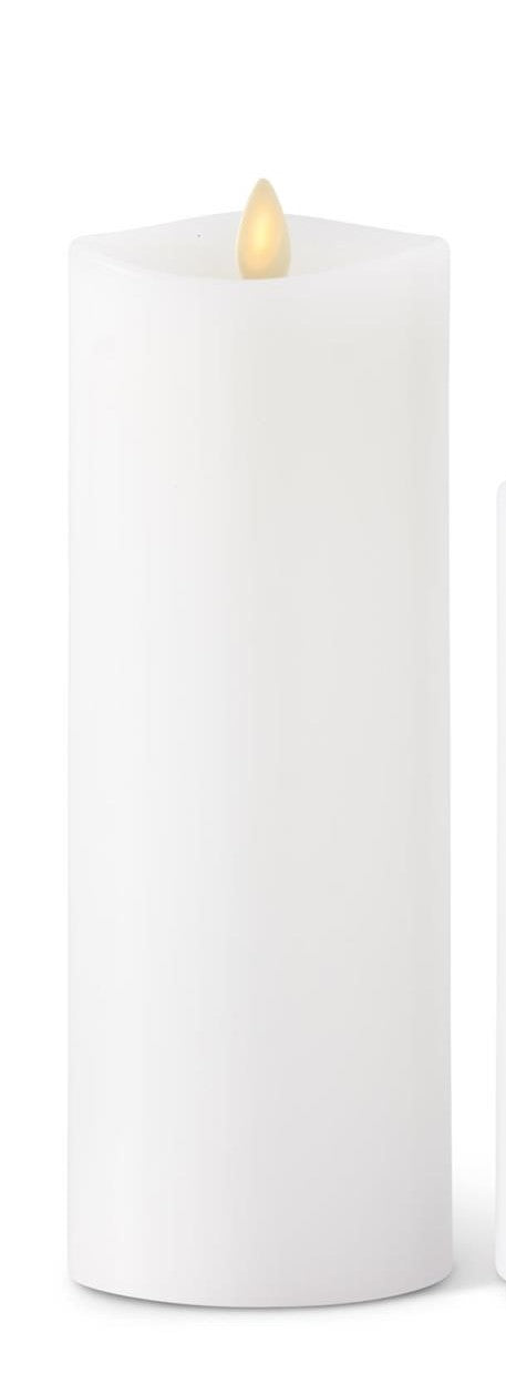 White Wax Luminara Indoor Pillar Candles w/Remote