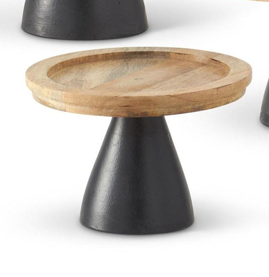 Mango Wood Cake Stand/Riser w/Black Metal Base