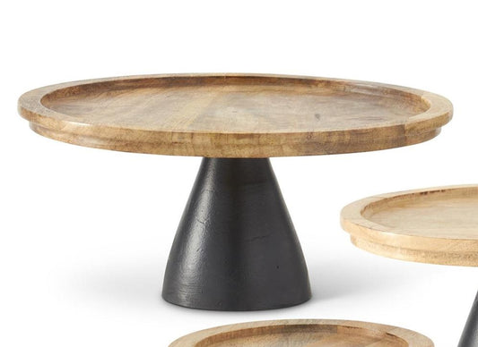 Mango Wood Cake Stand/Riser w/Black Metal Base