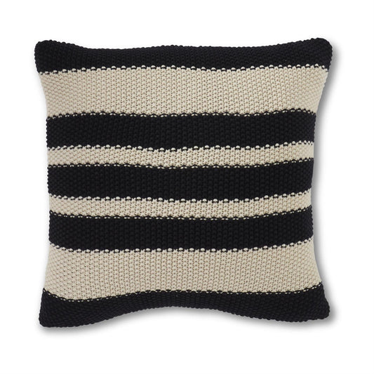 COTTON KNIT PILLOW - BLACK & CREAM STRIPED
