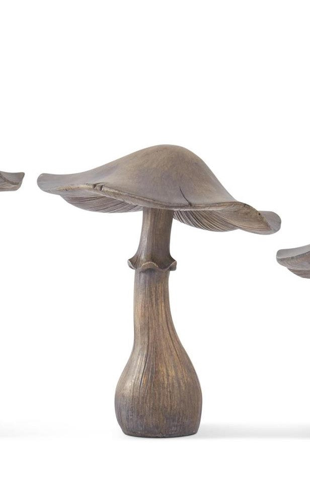 Gray Washed Brown Resin Mushroom