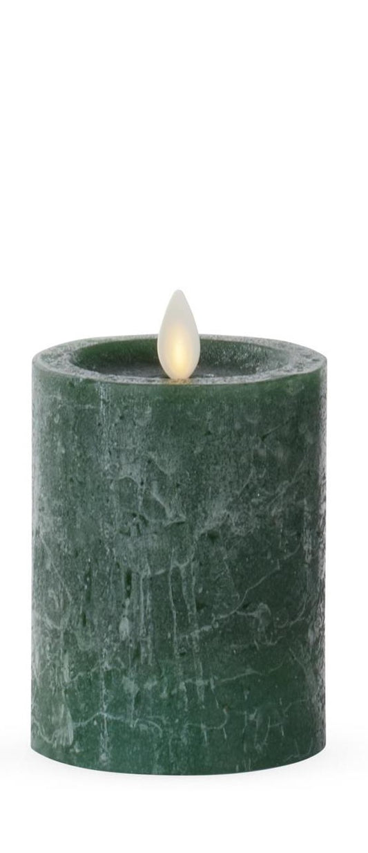Dark Green Wax Luminara Indoor Pillar Candle