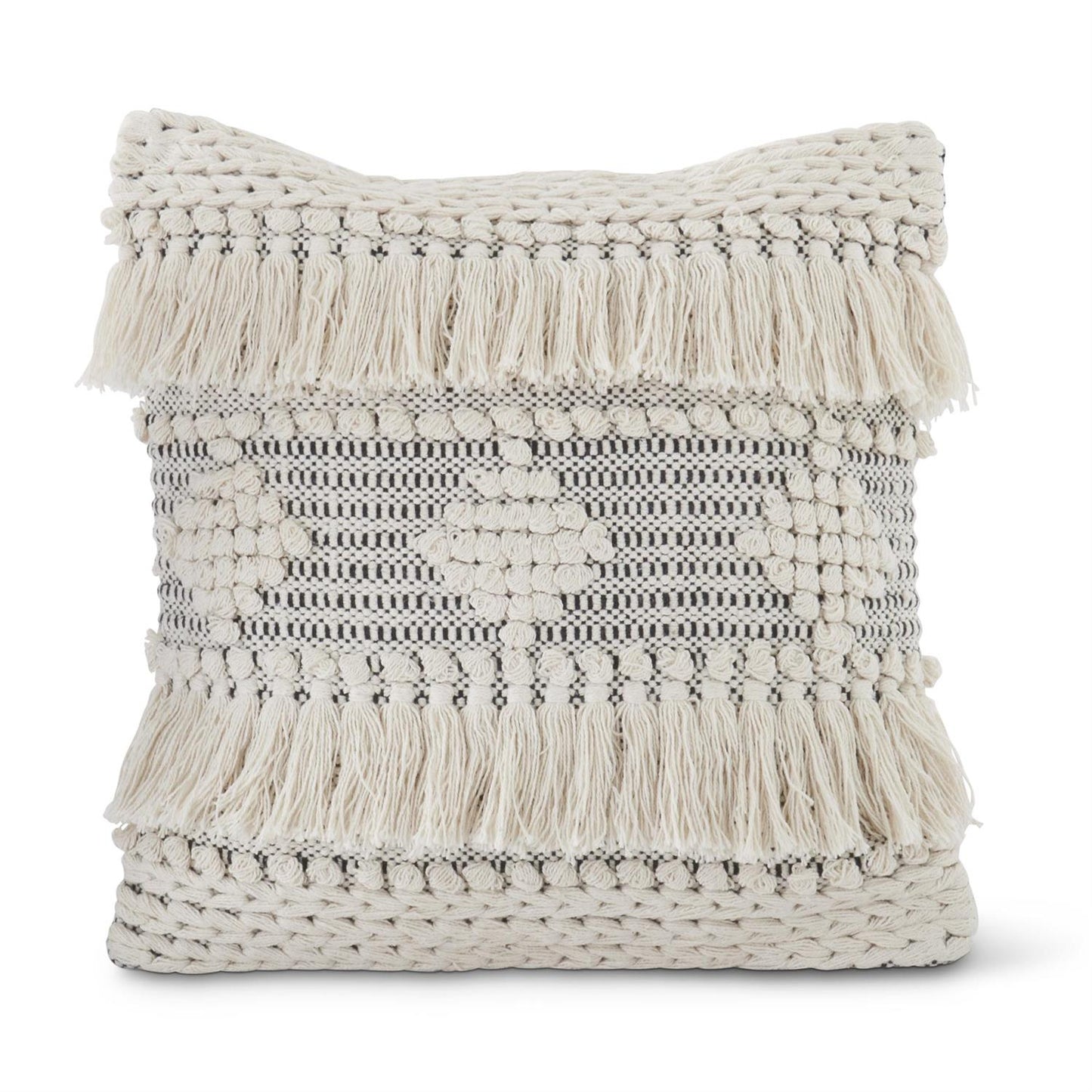 CREAM & GRAY BOHO DIAMOND PATTERN PILLOW