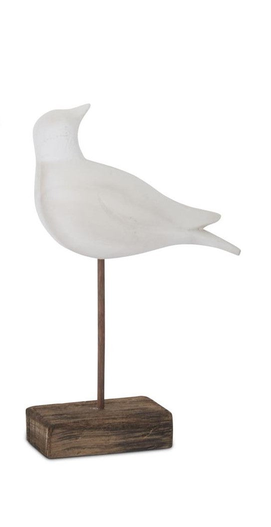 WHITE WOOD SHORE BIRD ON SPINDLE