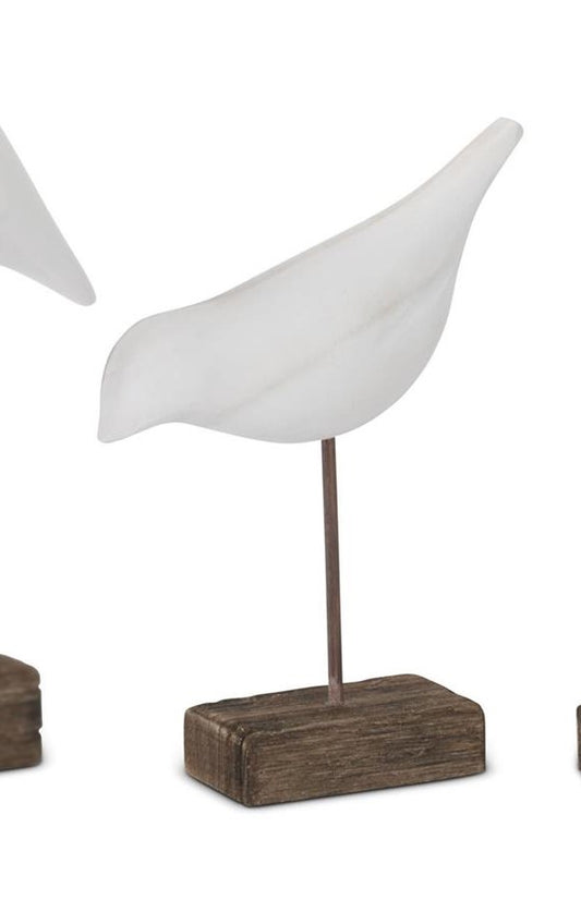 WHITE WOOD SHORE BIRD ON SPINDLE