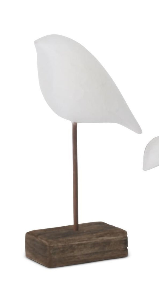 WHITE WOOD SHORE BIRD ON SPINDLE