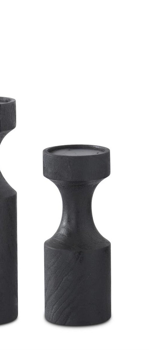 Black Wood Pillar Candleholder