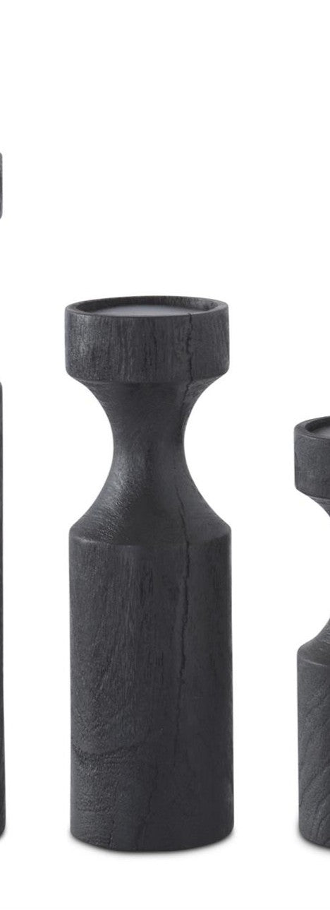 Black Wood Pillar Candleholder