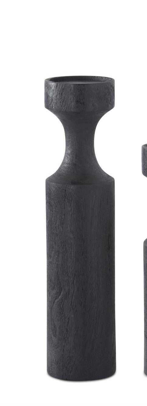 Black Wood Pillar Candleholder
