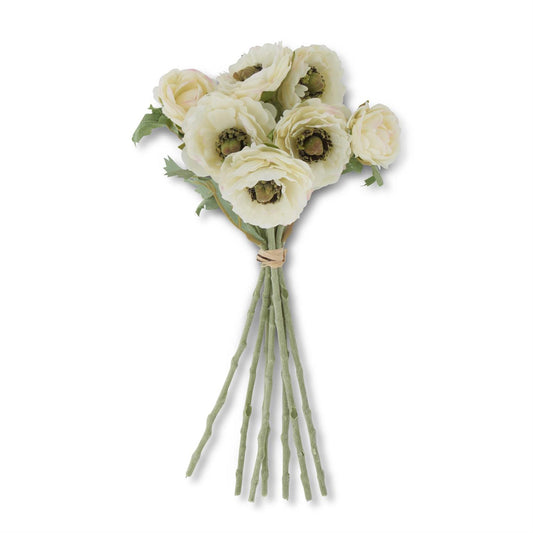 WHITE RANUNCULUS BUNDLE W/FLOCKED STEM