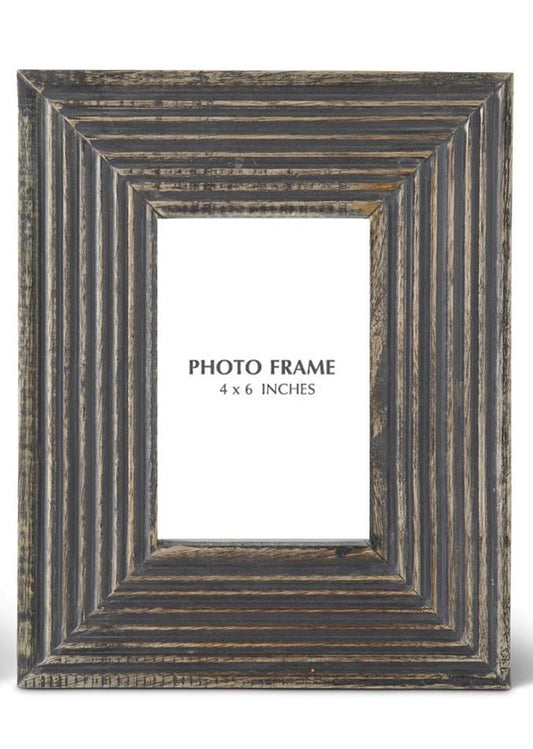 Groove Carved Black Wood Photo Frame
