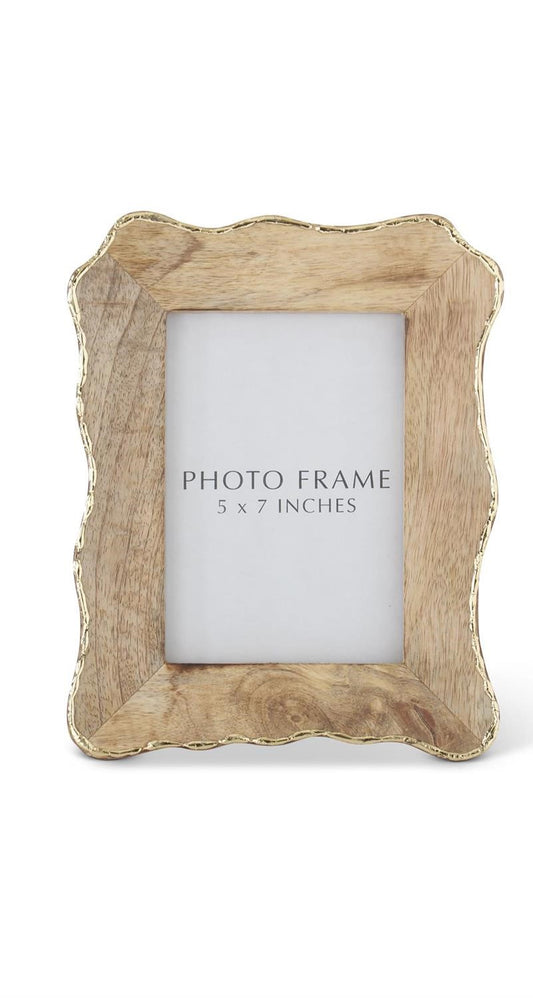 Scalloped Edge Mango Wood Photo Frame w/Gold Edge