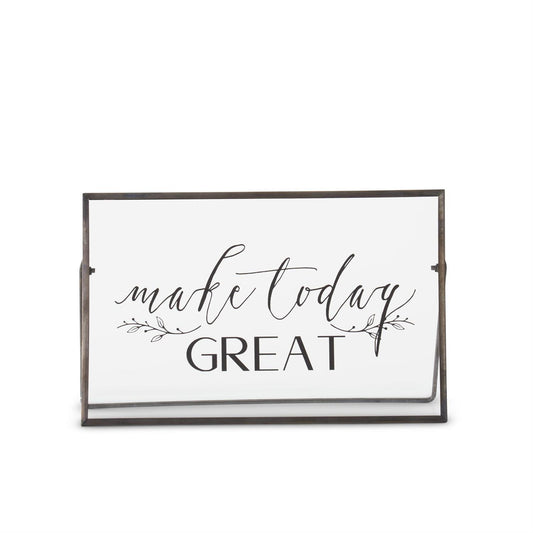 Black Metal Framed Glass Inspirational Sign