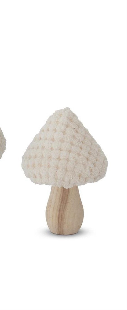 Cream Fabric & Wood Mushroom
