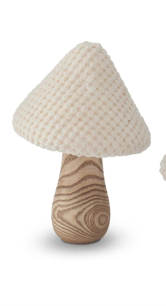 Cream Fabric & Wood Mushroom