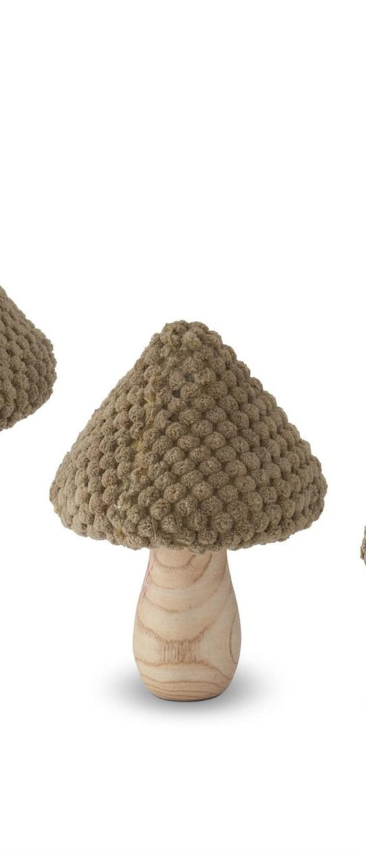 Tan Fabric & Wood Mushrooms