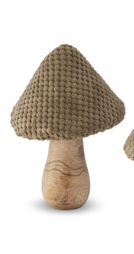 Tan Fabric & Wood Mushroom
