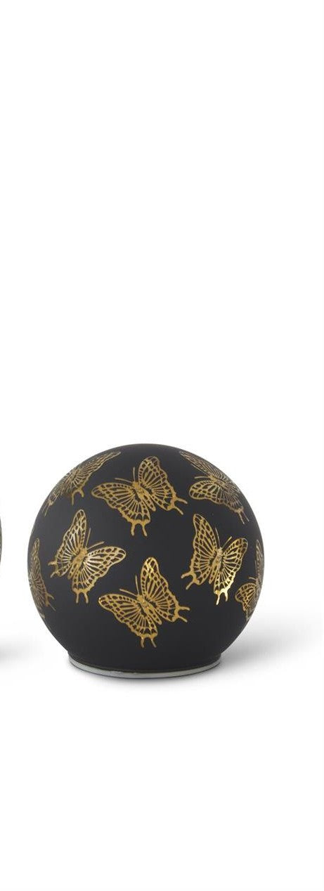 Black & Gold Laser Engraved Butterfly LED Globe