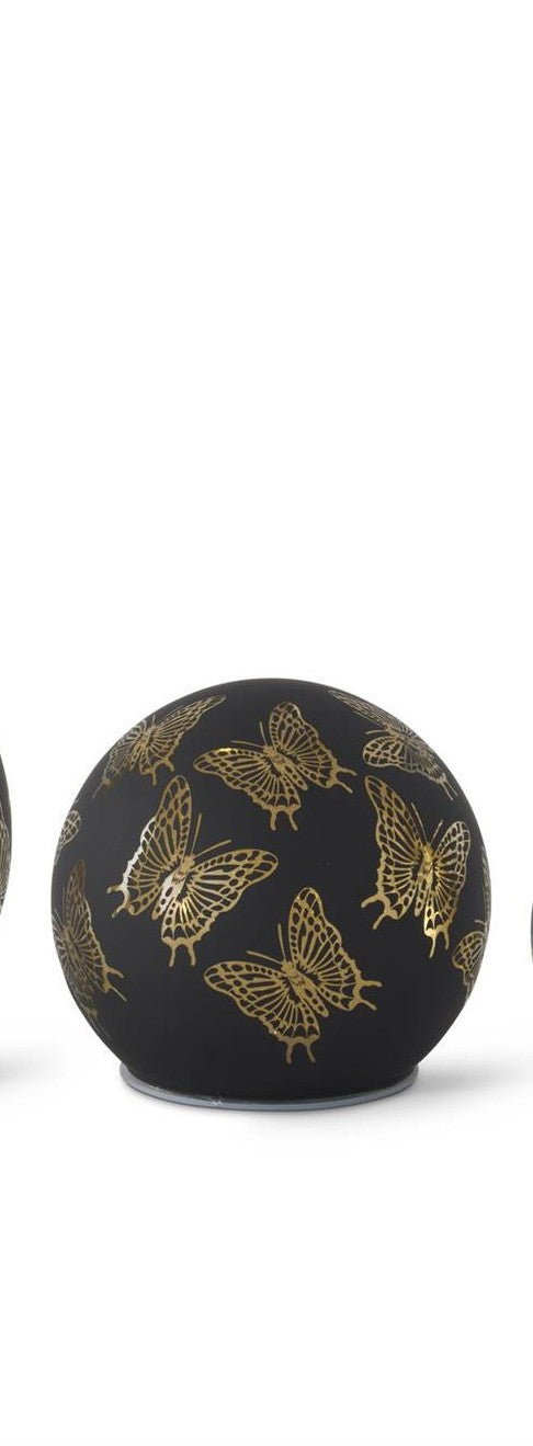 Black & Gold Laser Engraved Butterfly LED Globe