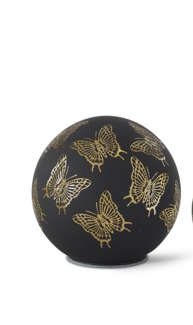 Black & Gold Laser Engraved Butterfly LED Globe