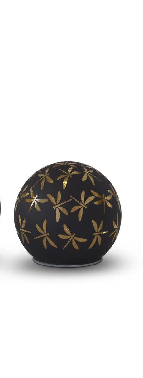 Black & Gold Laser Engraved Dragonfly LED Globe