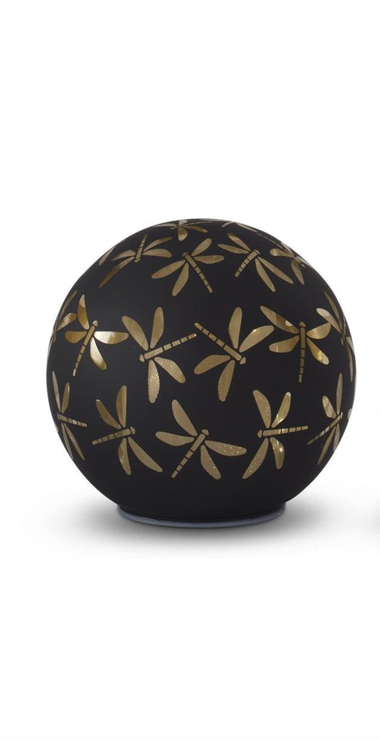 Black & Gold Laser Engraved Dragonfly LED Globe