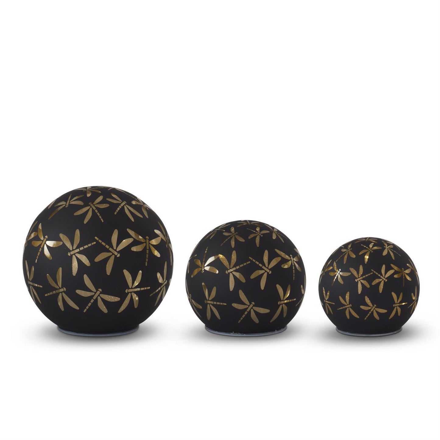 Black & Gold Laser Engraved Dragonfly LED Globe