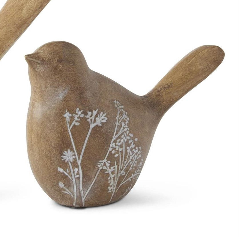 Brown Resin Flower Embossed Birds