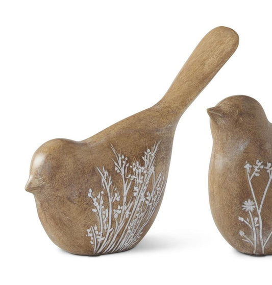 Brown Resin Flower Embossed Birds