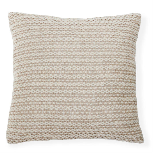 Beige & White Woven Cotton Pillow